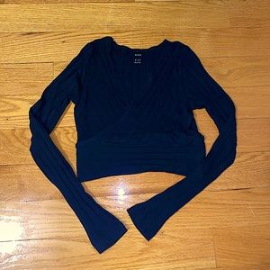 Shein Long Sleeve Surplice Crop Top